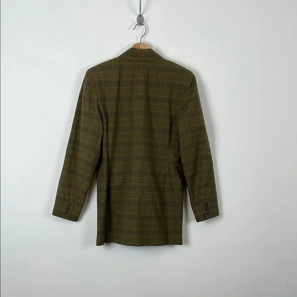 Banana Republic Safari And Travel Plaid Green Purple Career Womens 4 Blazer NWT